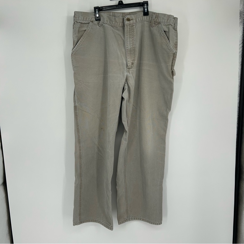 Carhartt Men's Casual Carpenter Thick 100% Cotton Gray Work Pants‎ Size 42x30